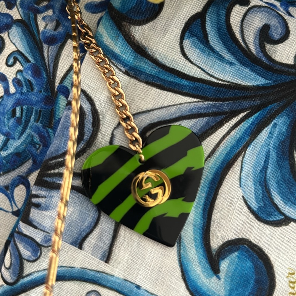 GUCCI Zebra-print cat-eye sunglasses and clips worn once GREEN & Black & Gold - Picture 8 of 10